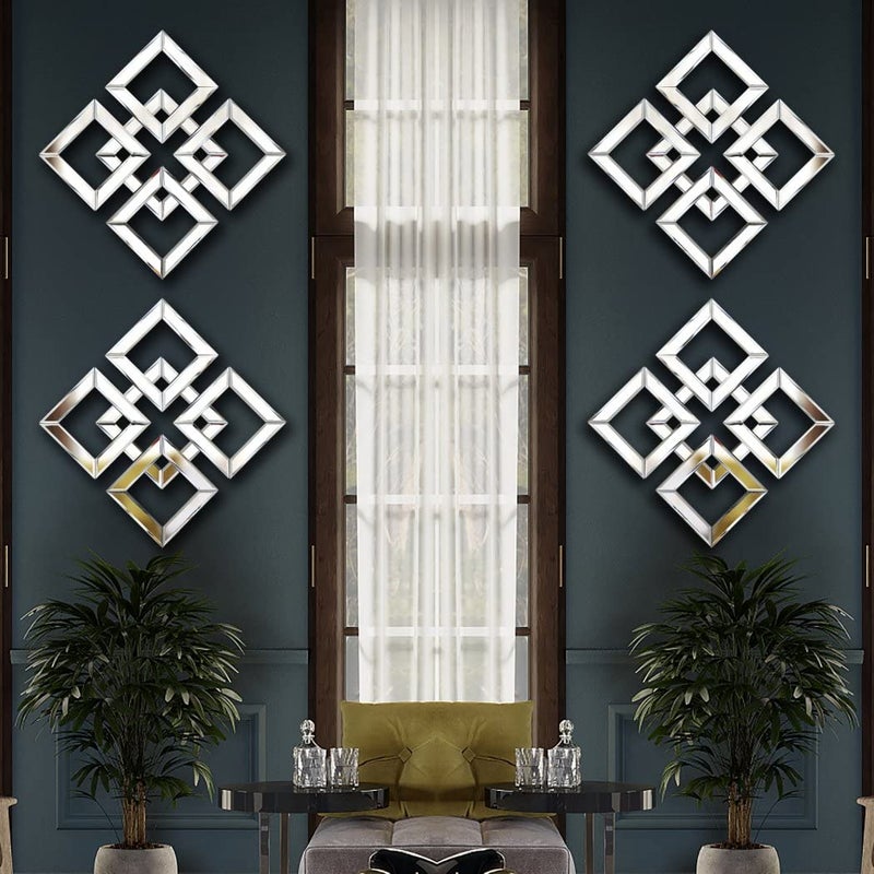 QMDECOR Square Mirrored Wall Decor Decorative Mirror 12x12 inches Modern Fashion DIY Silver Wall-Mounted Mirrors - Image 2